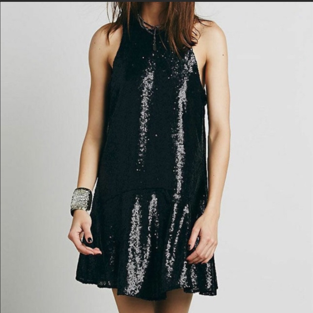 Free People Black sequin party dress